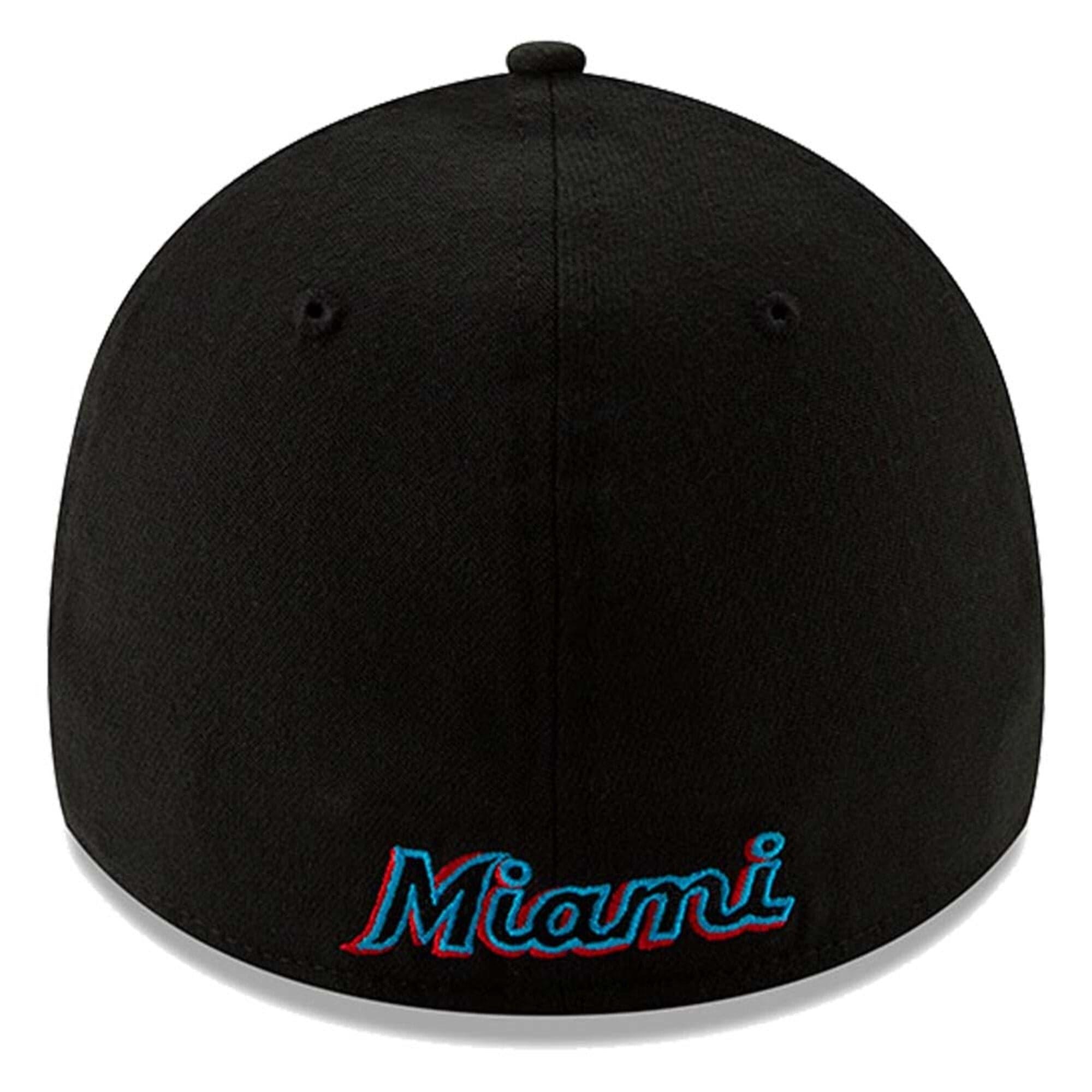 New Era Caps Miami Marlins New Era MLB Team Classic 39THIRTY Curve Hat - Black