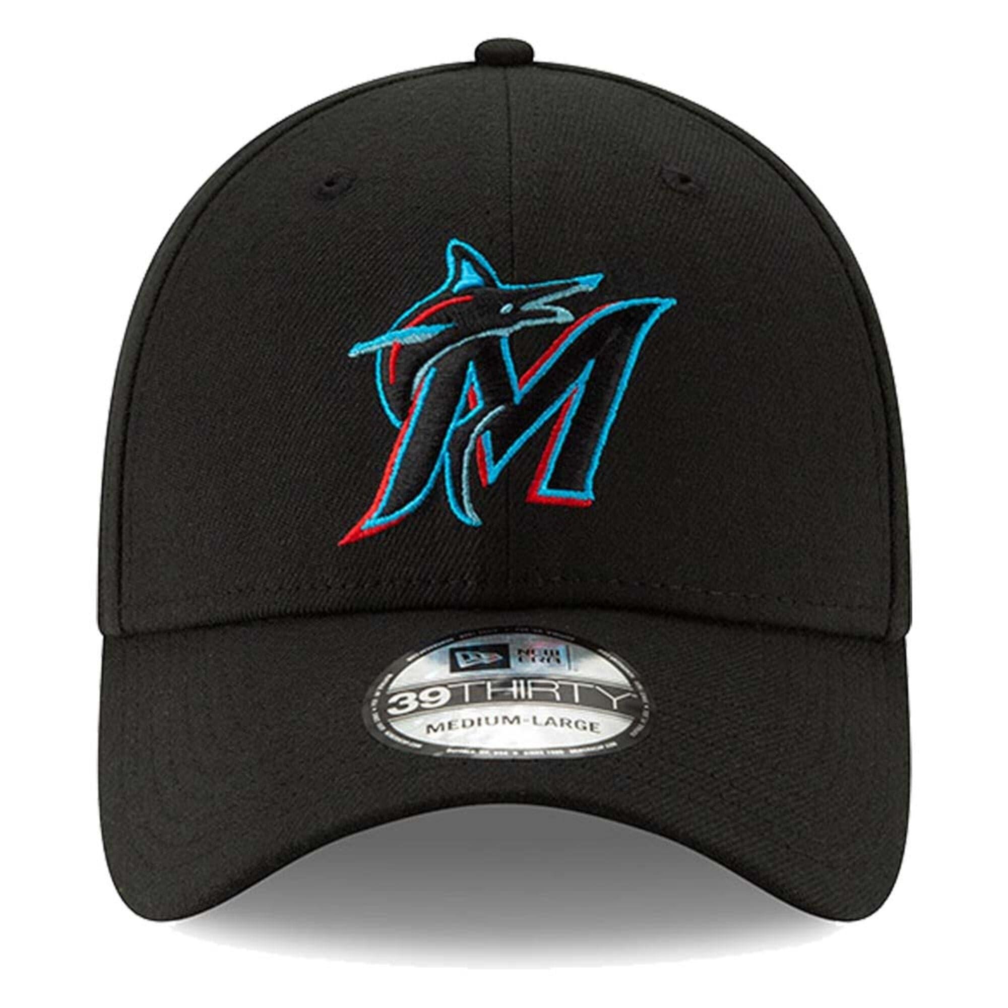 New Era Caps Miami Marlins New Era MLB Team Classic 39THIRTY Curve Hat - Black