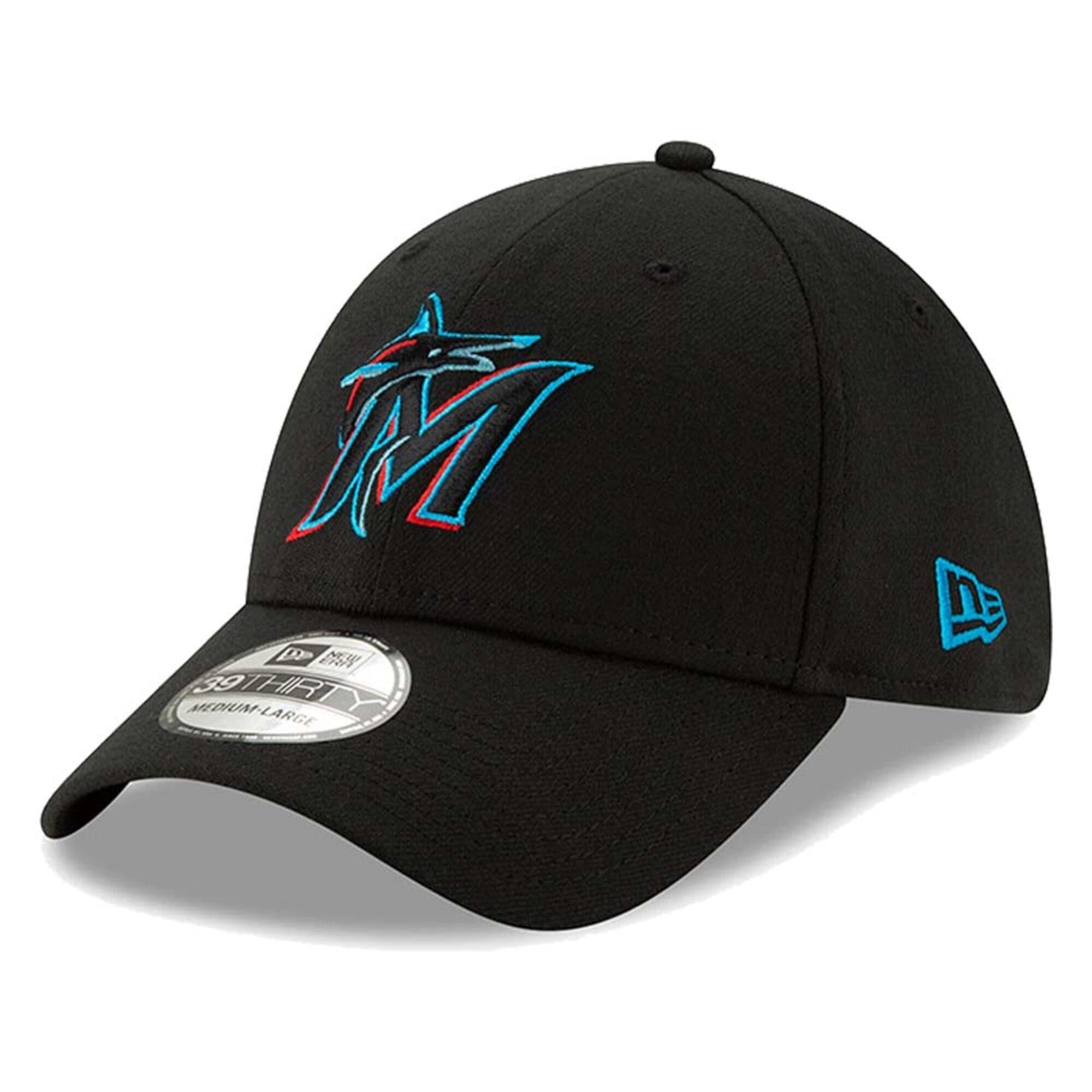 New Era Caps Miami Marlins New Era MLB Team Classic 39THIRTY Curve Hat - Black