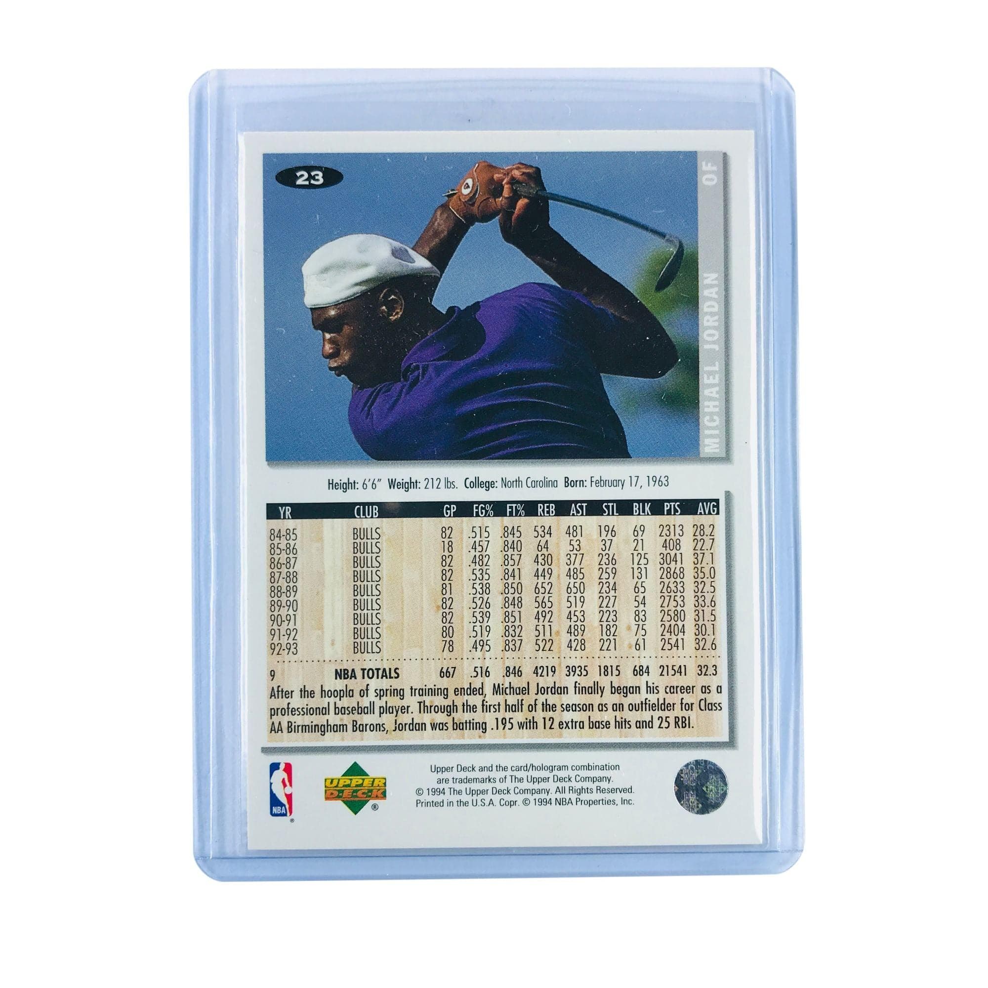 Upper Deck Cards Michael Jordan Chicago White Sox Upper Deck 94 MLB Silver Signature Card