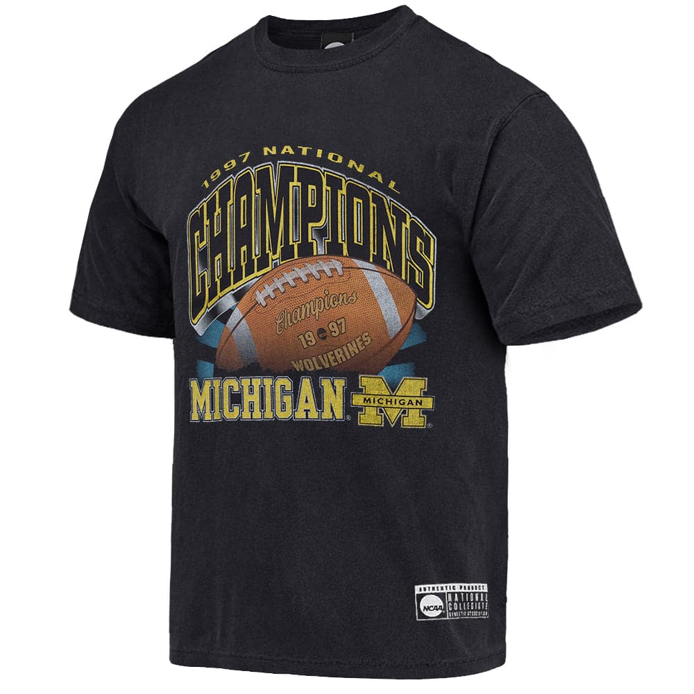 NCAA Branded T-Shirts Michigan Wolverines NCAA 97 National Champs Vintage T-Shirt - Faded Black