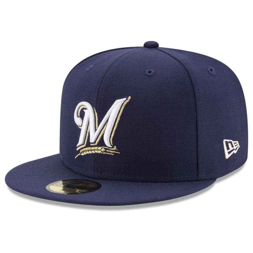 New Era Caps Milwaukee Brewers New Era MLB AC On-Field 59FIFTY Fitted Hat - Navy