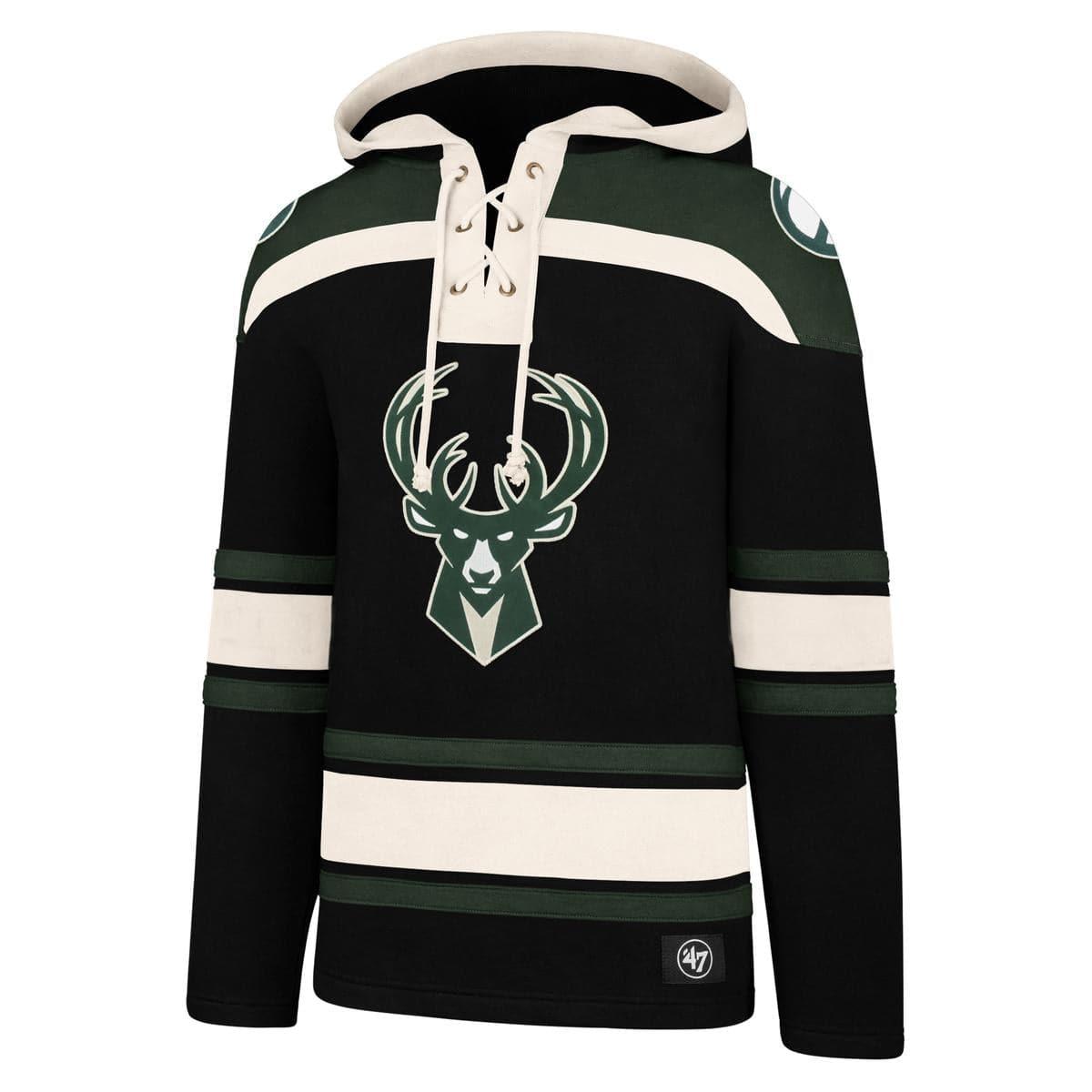 47 Brand Jumpers Milwaukee Bucks '47 NBA Lacer Hoodie Jumper - Black