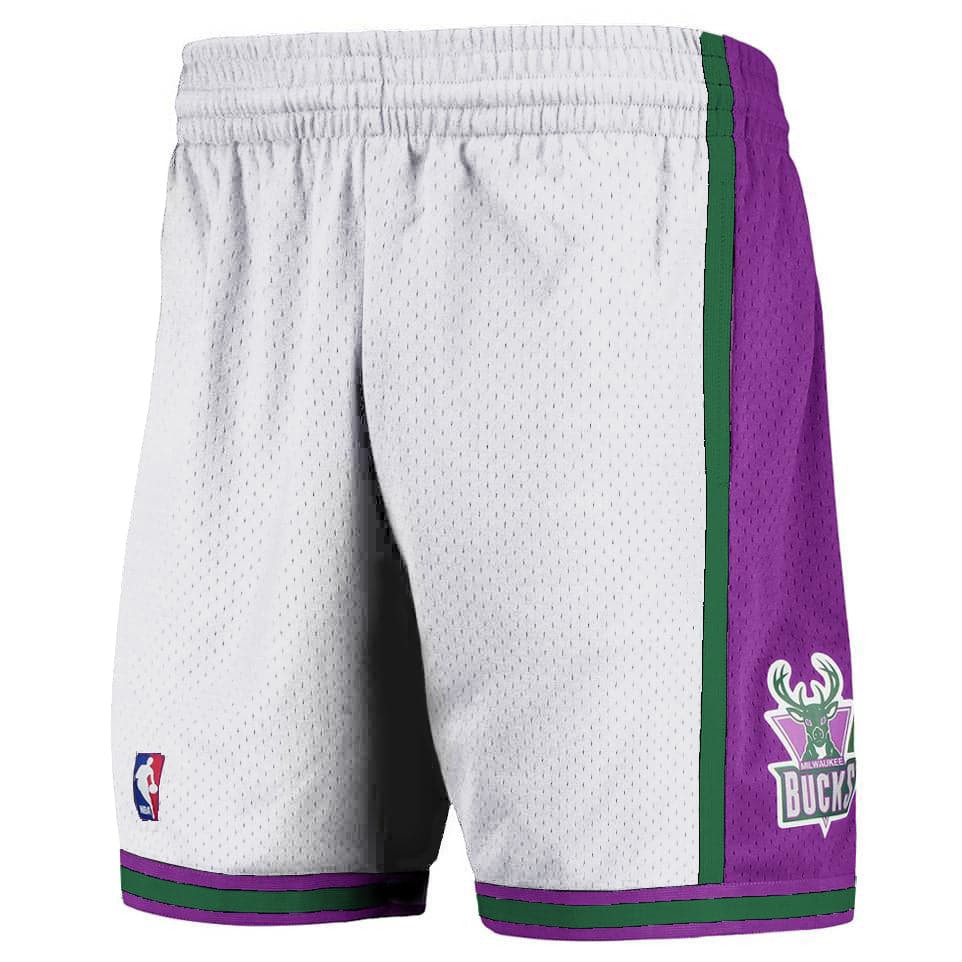 Mitchell And Ness Shorts Milwaukee Bucks Mitchell & Ness NBA 96-97 Home Swingman Shorts - White