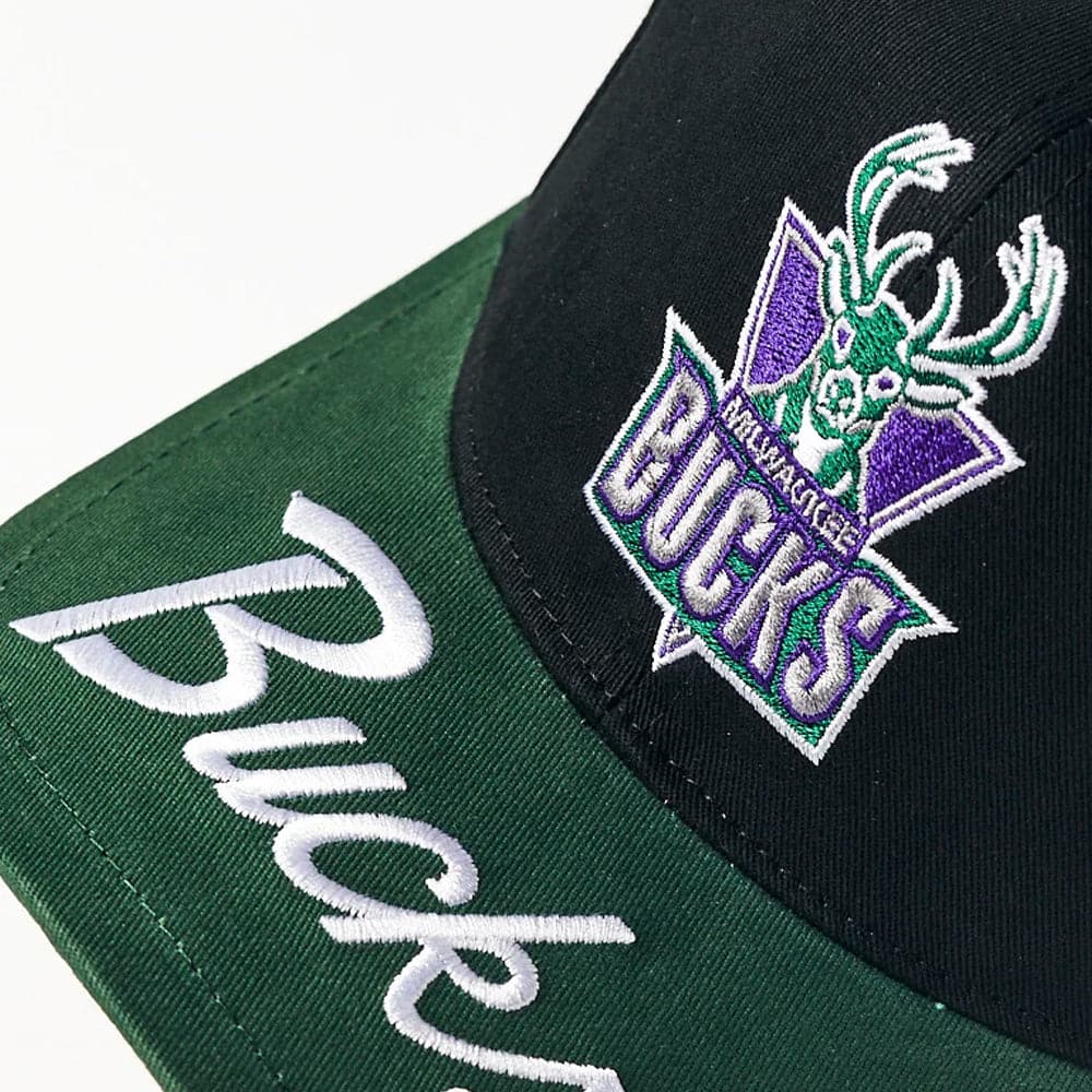Mitchell And Ness Caps Milwaukee Bucks Mitchell & Ness NBA Double Up Deadstock Snapback Hat - Black
