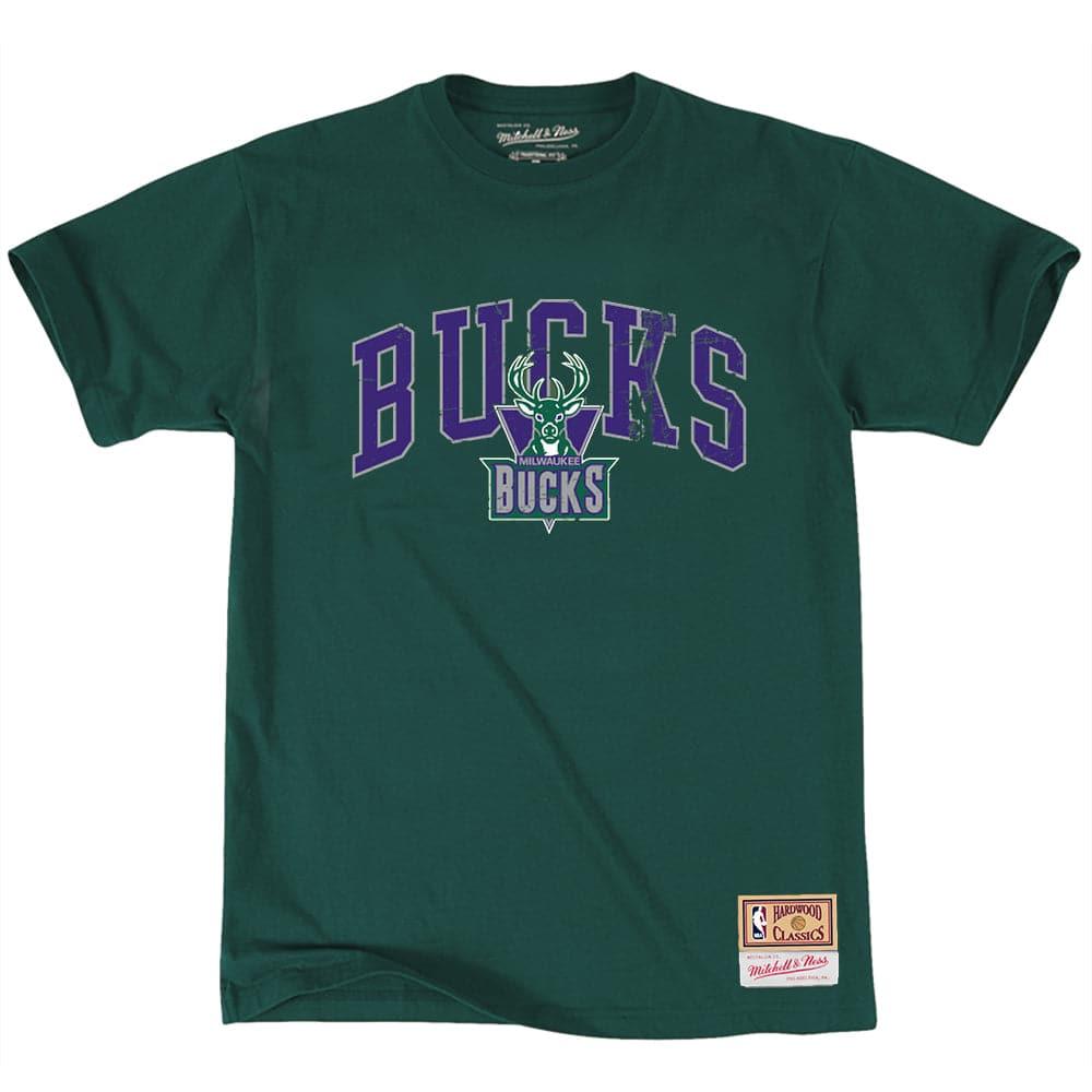 Mitchell And Ness T-Shirts Milwaukee Bucks Mitchell & Ness NBA Hat Hook T-Shirt - Green