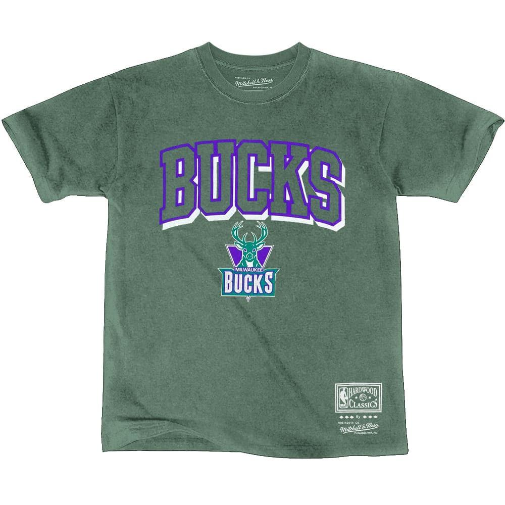 Mitchell And Ness T-Shirts Milwaukee Bucks Mitchell & Ness NBA HWC Keyline Vintage T-Shirt - Faded Green