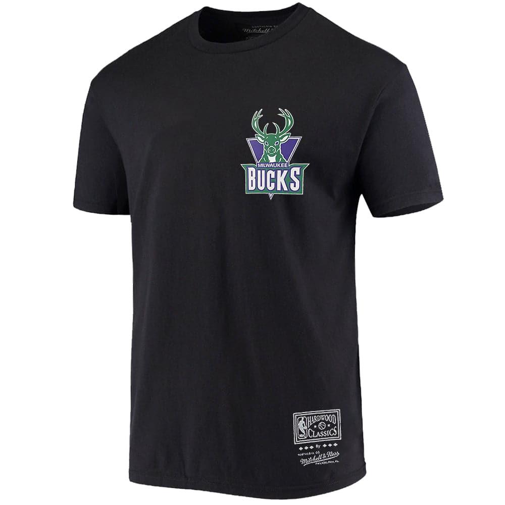 Mitchell And Ness T-Shirts Milwaukee Bucks Mitchell & Ness NBA HWC Retro Repeat T-Shirt - Black