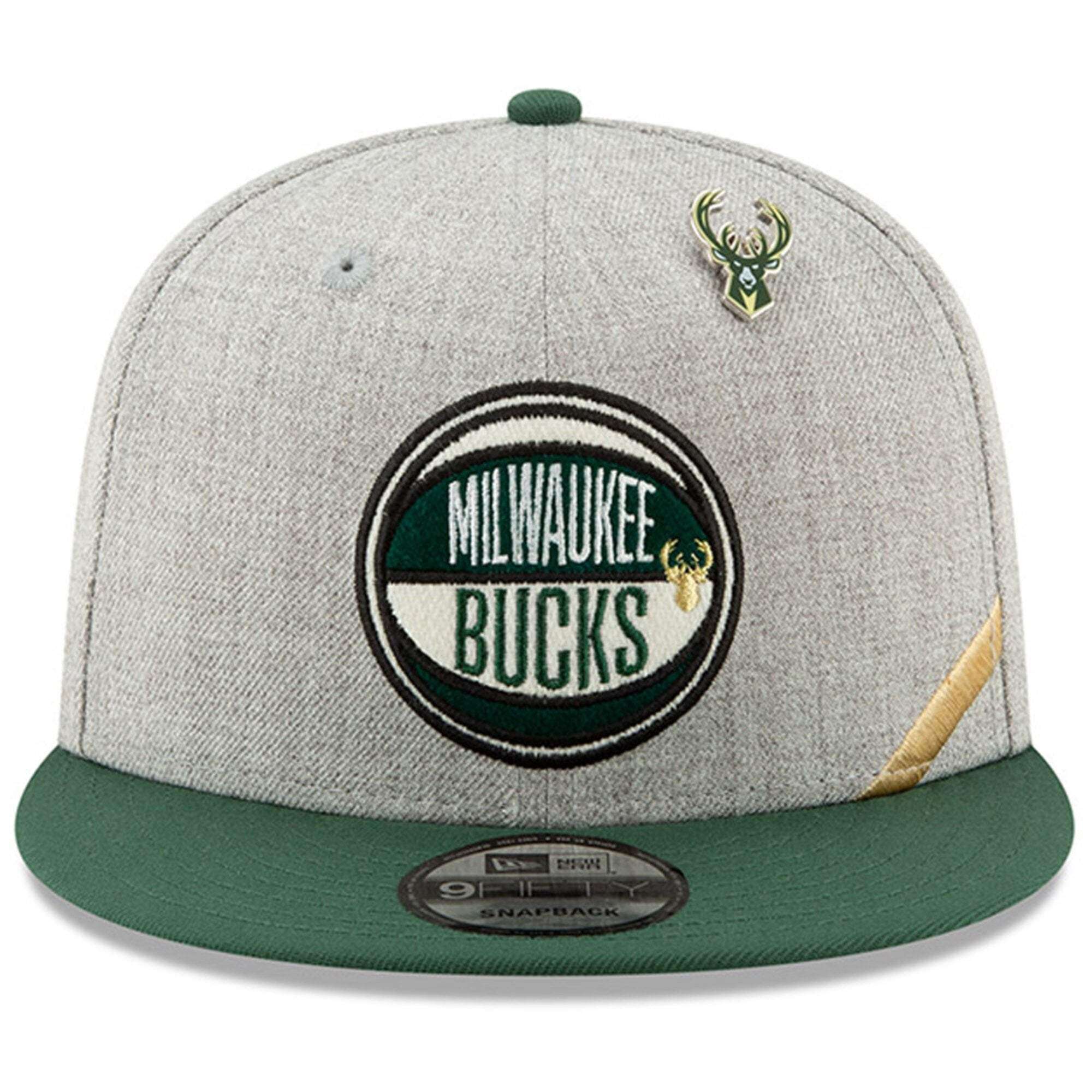 New Era Caps Milwaukee Bucks New Era 2019 NBA Draft 9FIFTY Snapback Hat - Heather