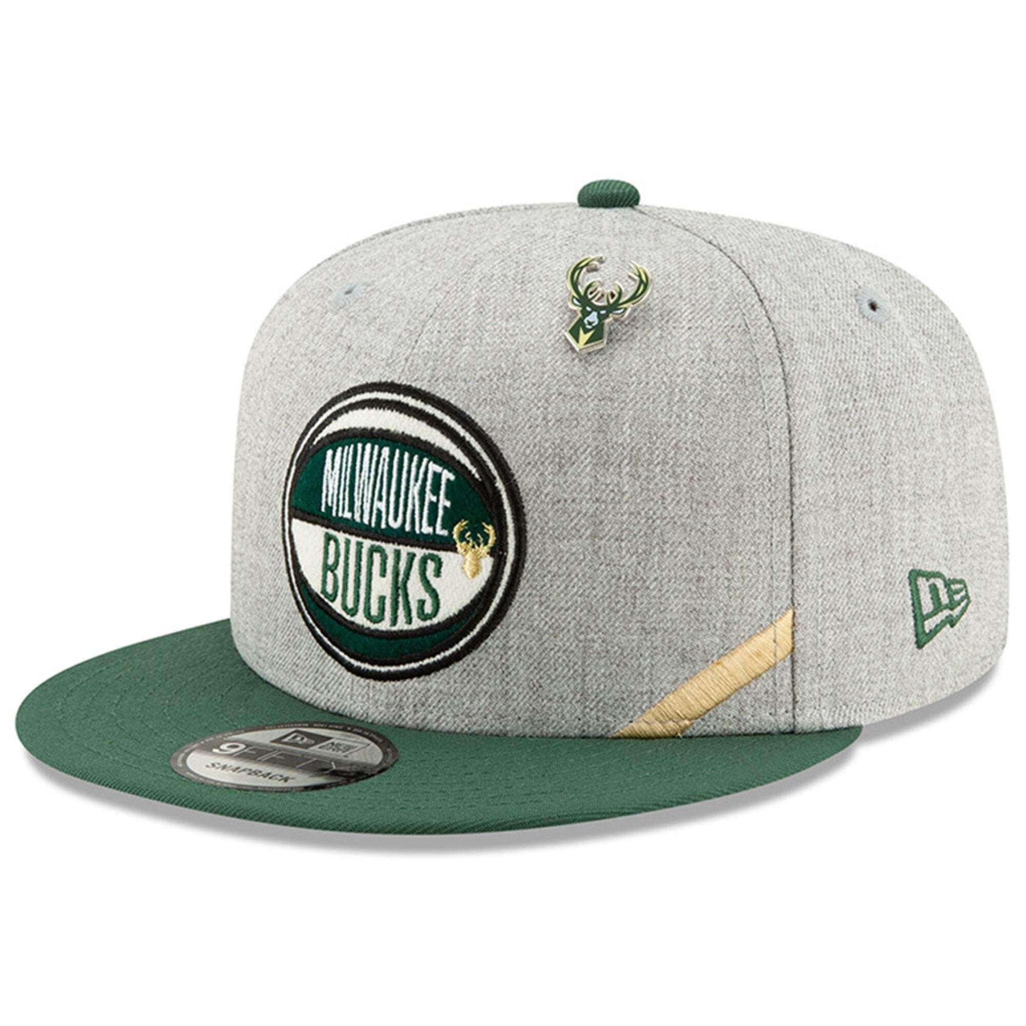 New Era Caps Milwaukee Bucks New Era 2019 NBA Draft 9FIFTY Snapback Hat - Heather