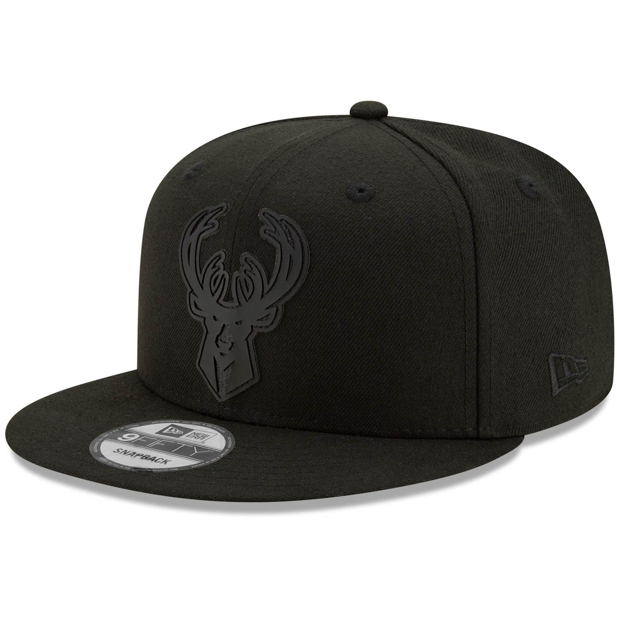 New Era Caps Milwaukee Bucks New Era NBA 2020 Black On Black Back Half 9FIFTY Snapback Hat