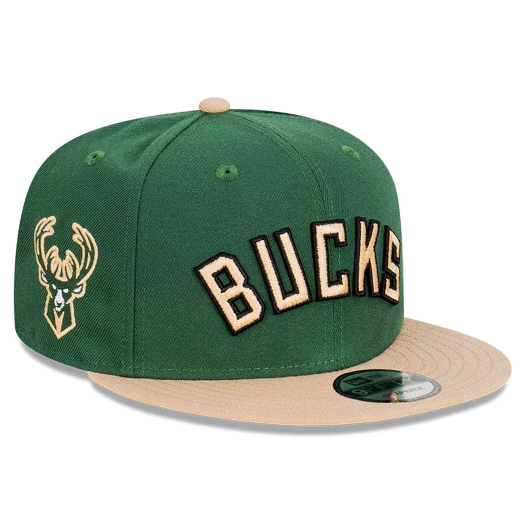 New Era Caps Milwaukee Bucks New Era NBA 2T Wordmark 9FIFTY Snapback Hat - Green