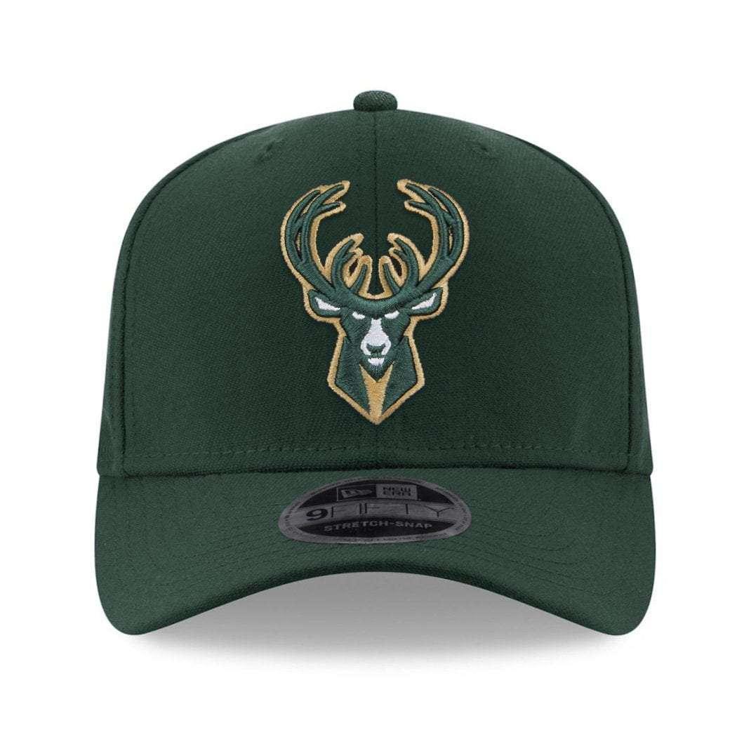 New Era Caps Milwaukee Bucks New Era NBA Team Stretch-Snap 9FIFTY Curved Snapback Hat - Green