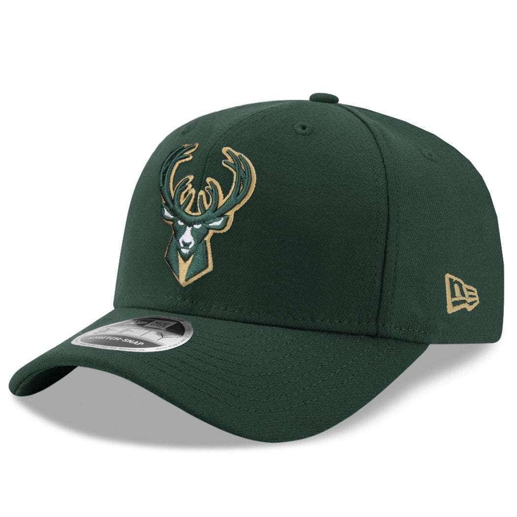 New Era Caps Milwaukee Bucks New Era NBA Team Stretch-Snap 9FIFTY Curved Snapback Hat - Green