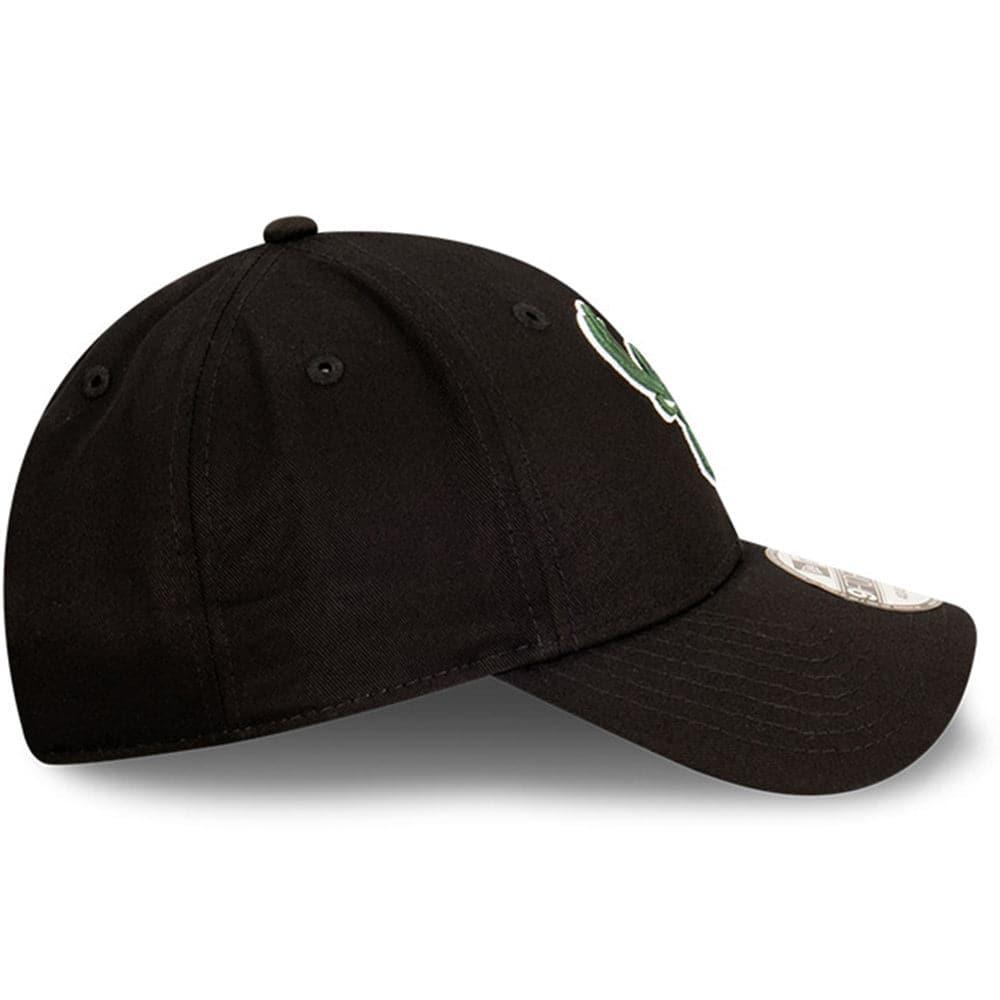 New Era Caps Milwaukee Bucks New Era NBA Team Stripes 9FORTY Cloth Strap Curve Hat - Black