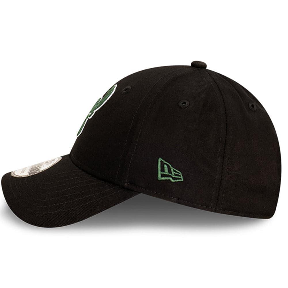 New Era Caps Milwaukee Bucks New Era NBA Team Stripes 9FORTY Cloth Strap Curve Hat - Black