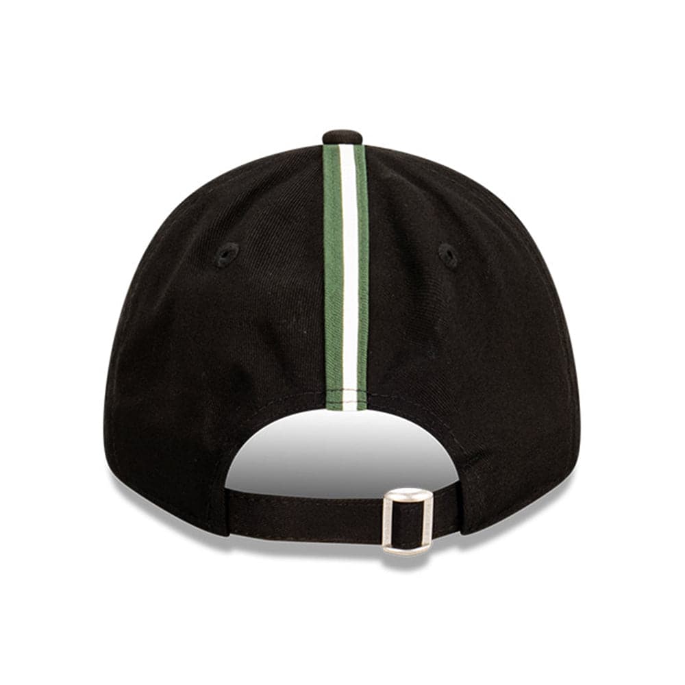 New Era Caps Milwaukee Bucks New Era NBA Team Stripes 9FORTY Cloth Strap Curve Hat - Black