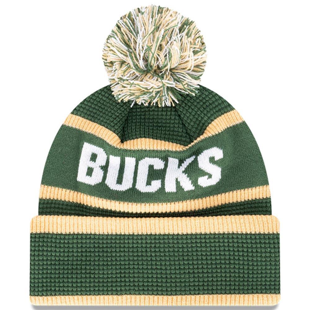 New Era Beanies Milwaukee Bucks New Era NBA Wordmark Waffle Knit Beanie - Green