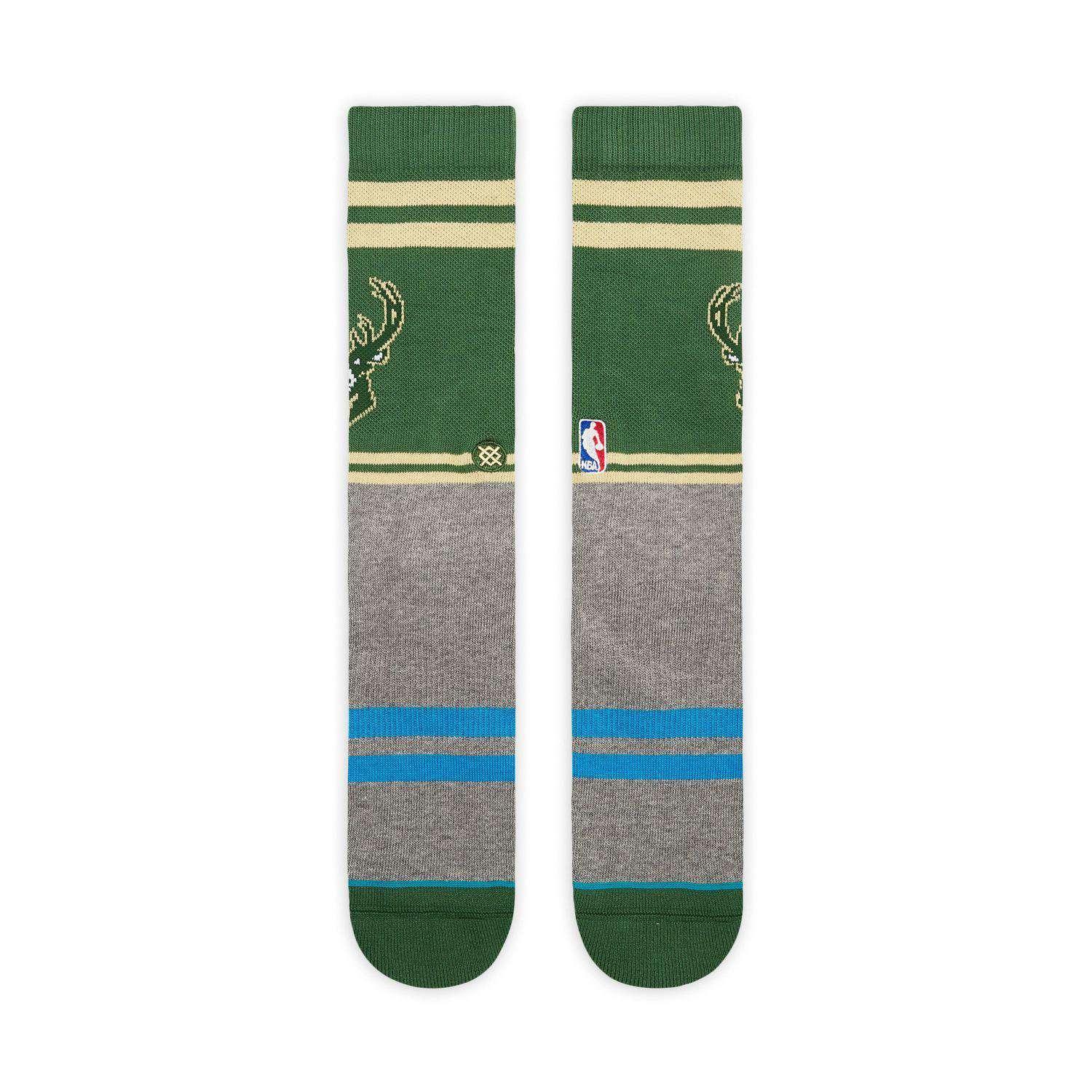 Stance Socks Large (9-12 US) Milwaukee Bucks Stance NBA City Gym Crew Socks - Green