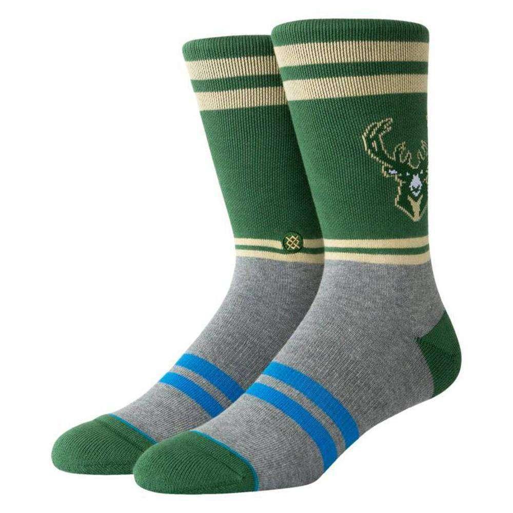 Stance Socks Large (9-12 US) Milwaukee Bucks Stance NBA City Gym Crew Socks - Green