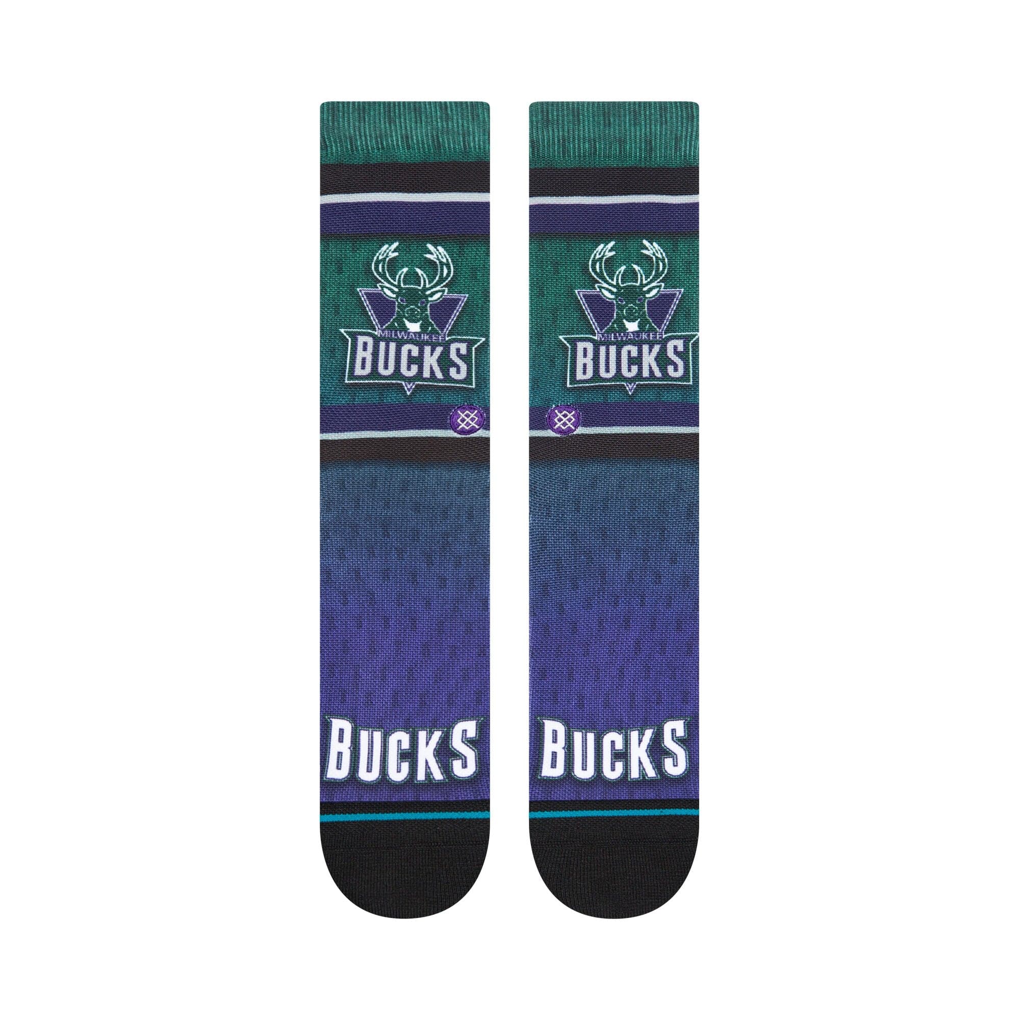 Stance Socks Large (9-12 US) Milwaukee Bucks Stance NBA HWC Logo Fader Crew Socks - Forest