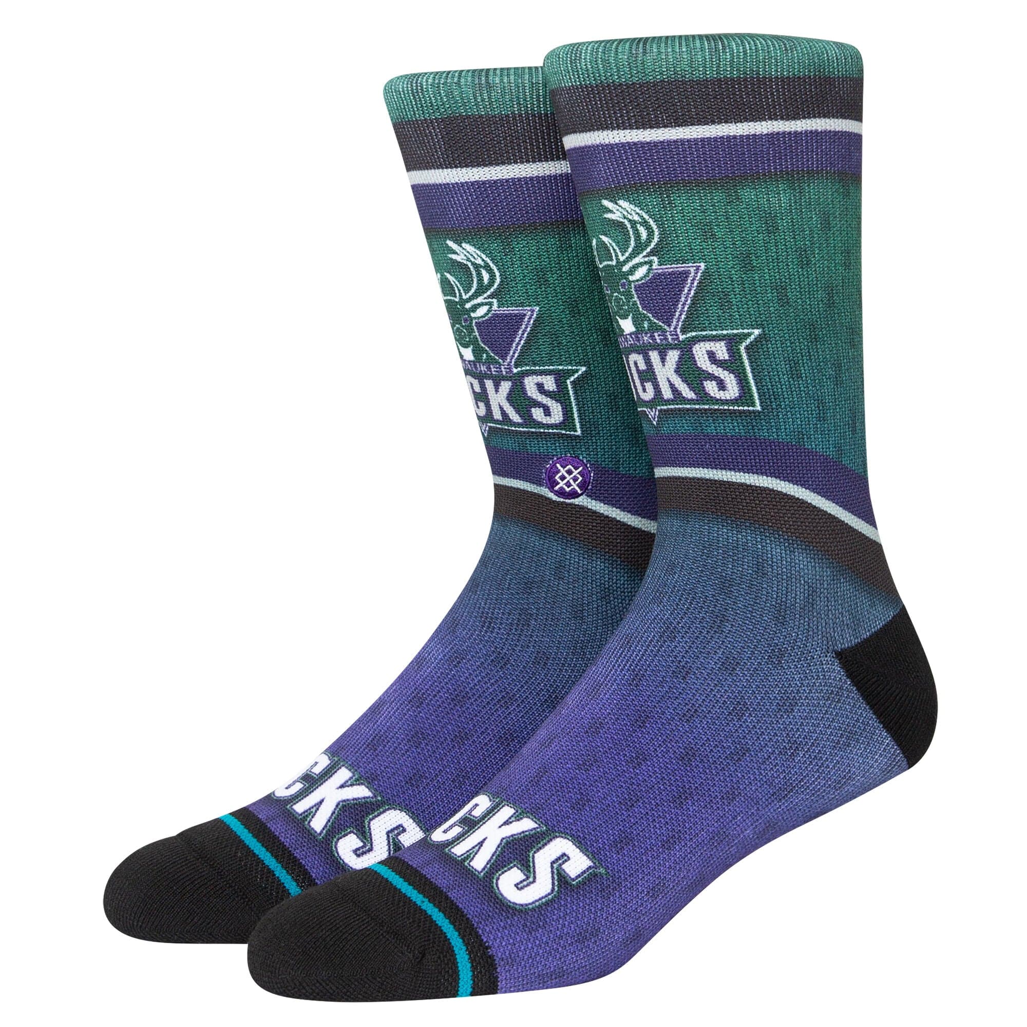 Stance Socks Large (9-12 US) Milwaukee Bucks Stance NBA HWC Logo Fader Crew Socks - Forest