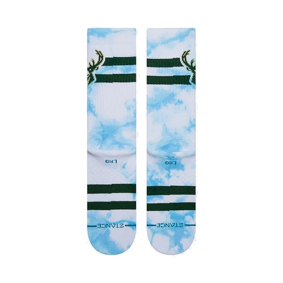 Stance Socks Large (9-12 US) Milwaukee Bucks Stance NBA Team Dyed Crew Socks - White