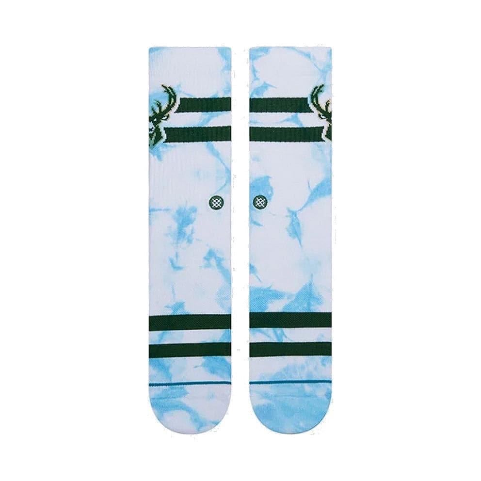 Stance Socks Large (9-12 US) Milwaukee Bucks Stance NBA Team Dyed Crew Socks - White