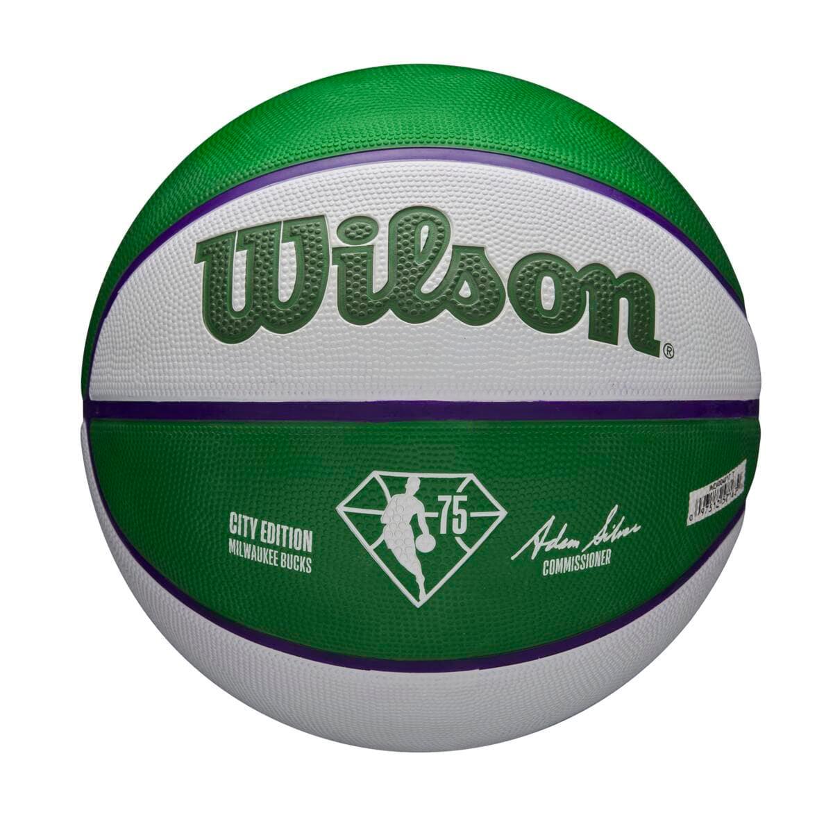 Wilson Sporting Goods Balls Milwaukee Bucks Wilson NBA 21-22 City Edition Full Size Basketball Ball - Size 7