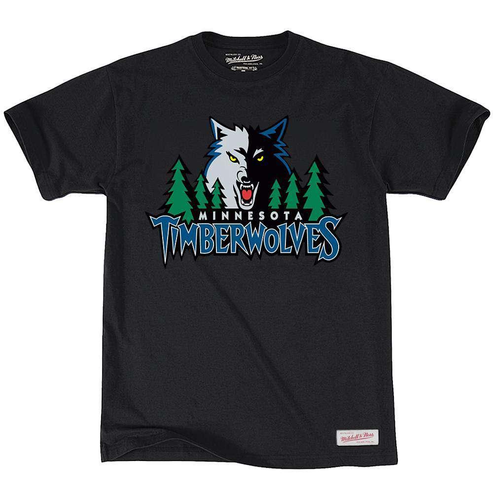 Mitchell And Ness T-Shirts Minnesota Timberwolves Mitchell & Ness NBA HWC Logo T-Shirt - Black