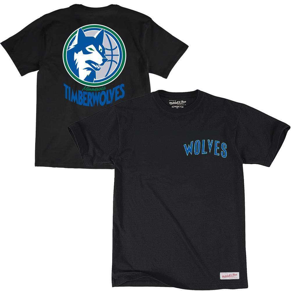 Mitchell And Ness T-Shirts Minnesota Timberwolves Mitchell & Ness NBA Retro Repeat T-Shirt - Black