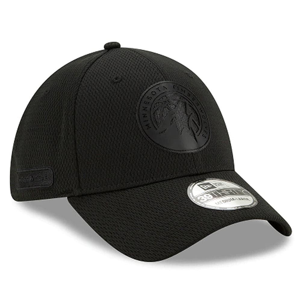 New Era Caps Minnesota Timberwolves New Era NBA 2020 Back Half Black On Black 39THIRTY Flex Fit Curve Hat