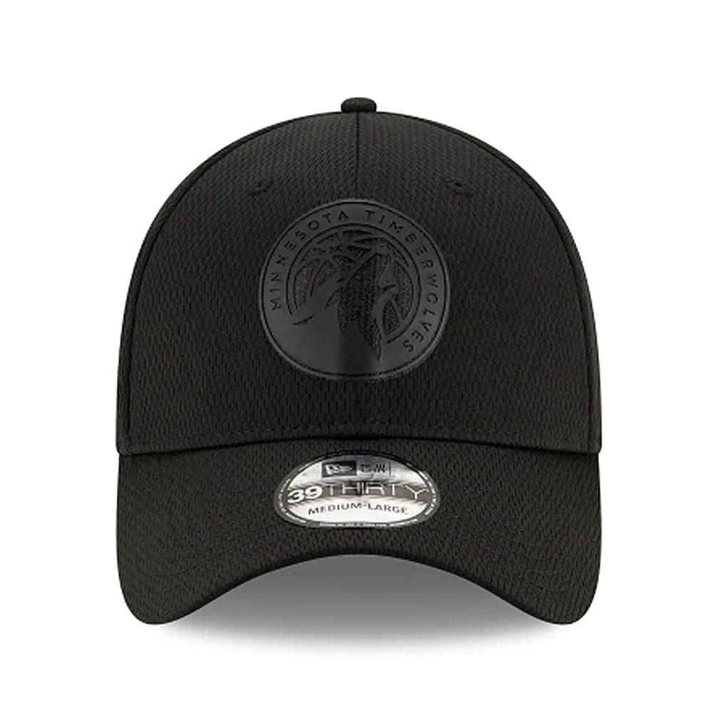 New Era Caps Minnesota Timberwolves New Era NBA 2020 Back Half Black On Black 39THIRTY Flex Fit Curve Hat
