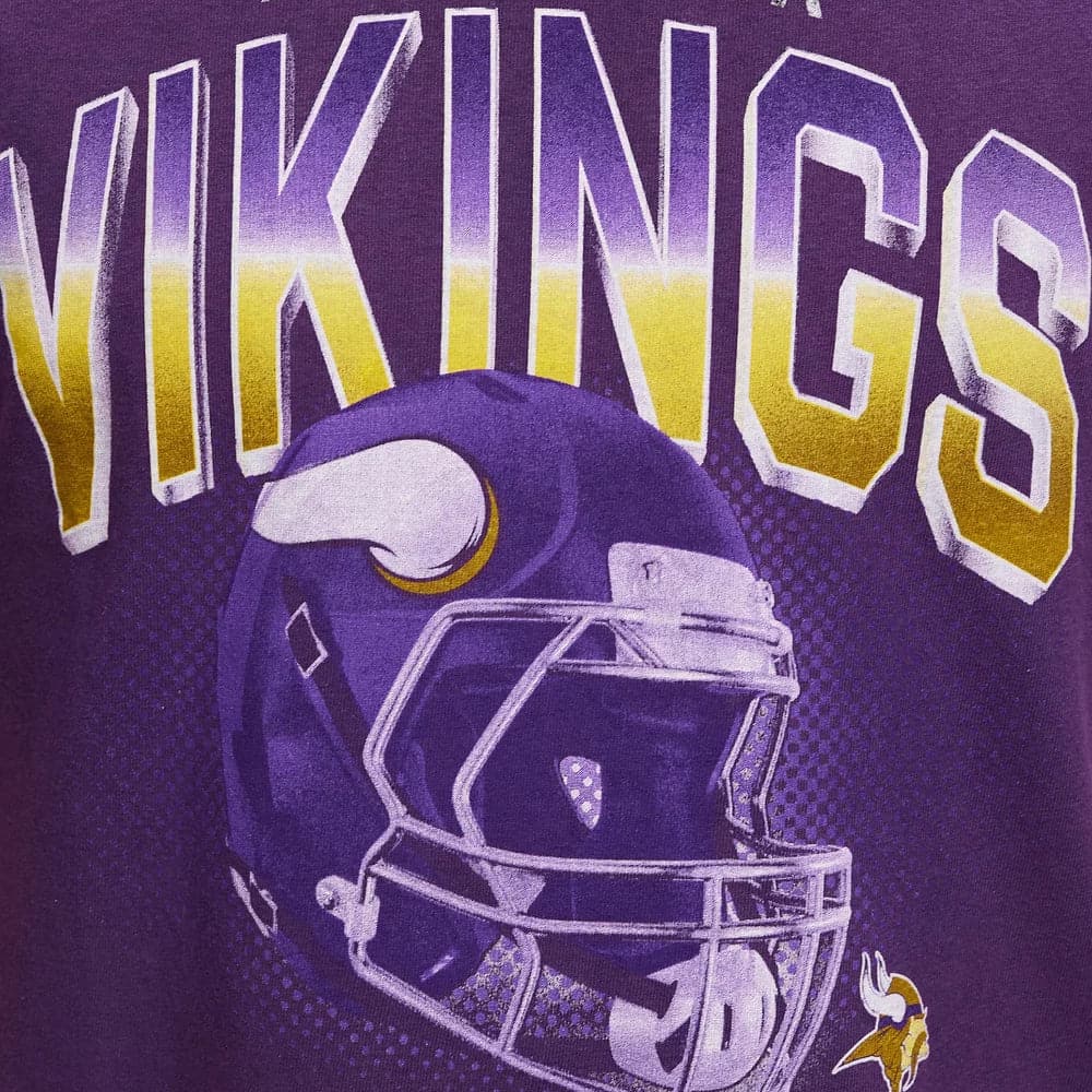 Majestic Athletic T-Shirts Minnesota Vikings Majestic NFL 3D Helmet Vintage T-Shirt - Faded Purple