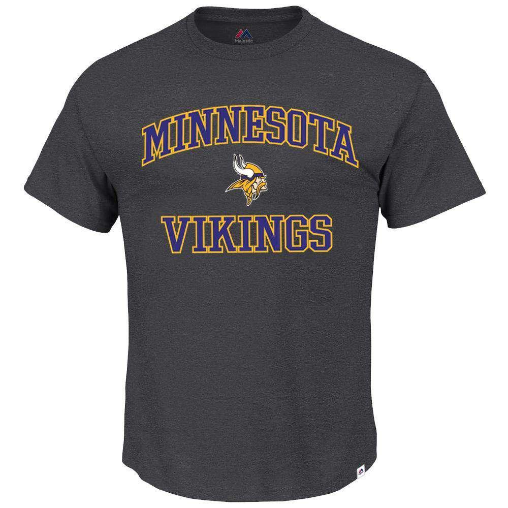 Majestic Athletic T-Shirts Minnesota Vikings Majestic NFL Heart & Soul T-Shirt - Charcoal