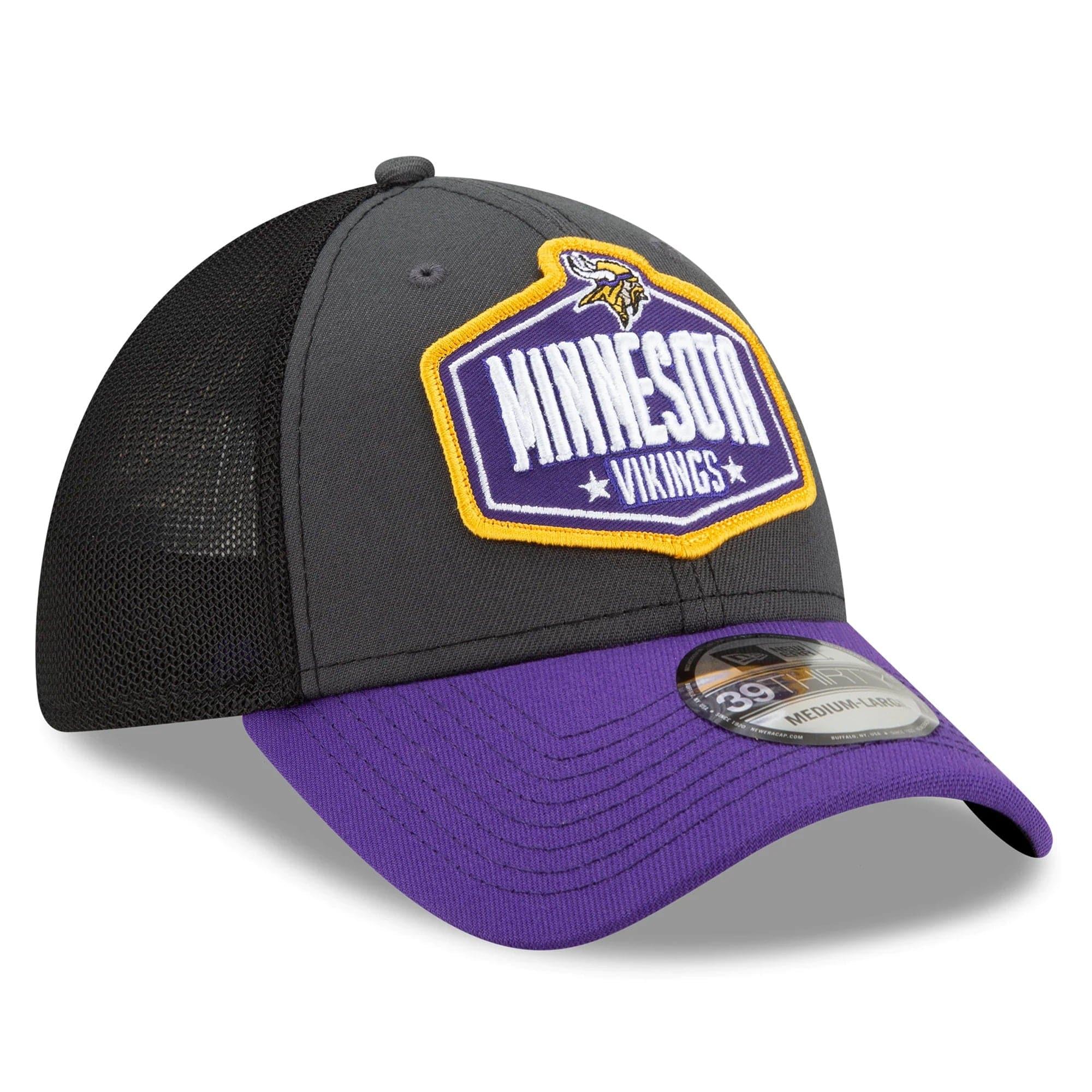 New Era Caps Minnesota Vikings New Era 2021 NFL Draft 39THIRTY Flex Fit Curve Hat - Graphite