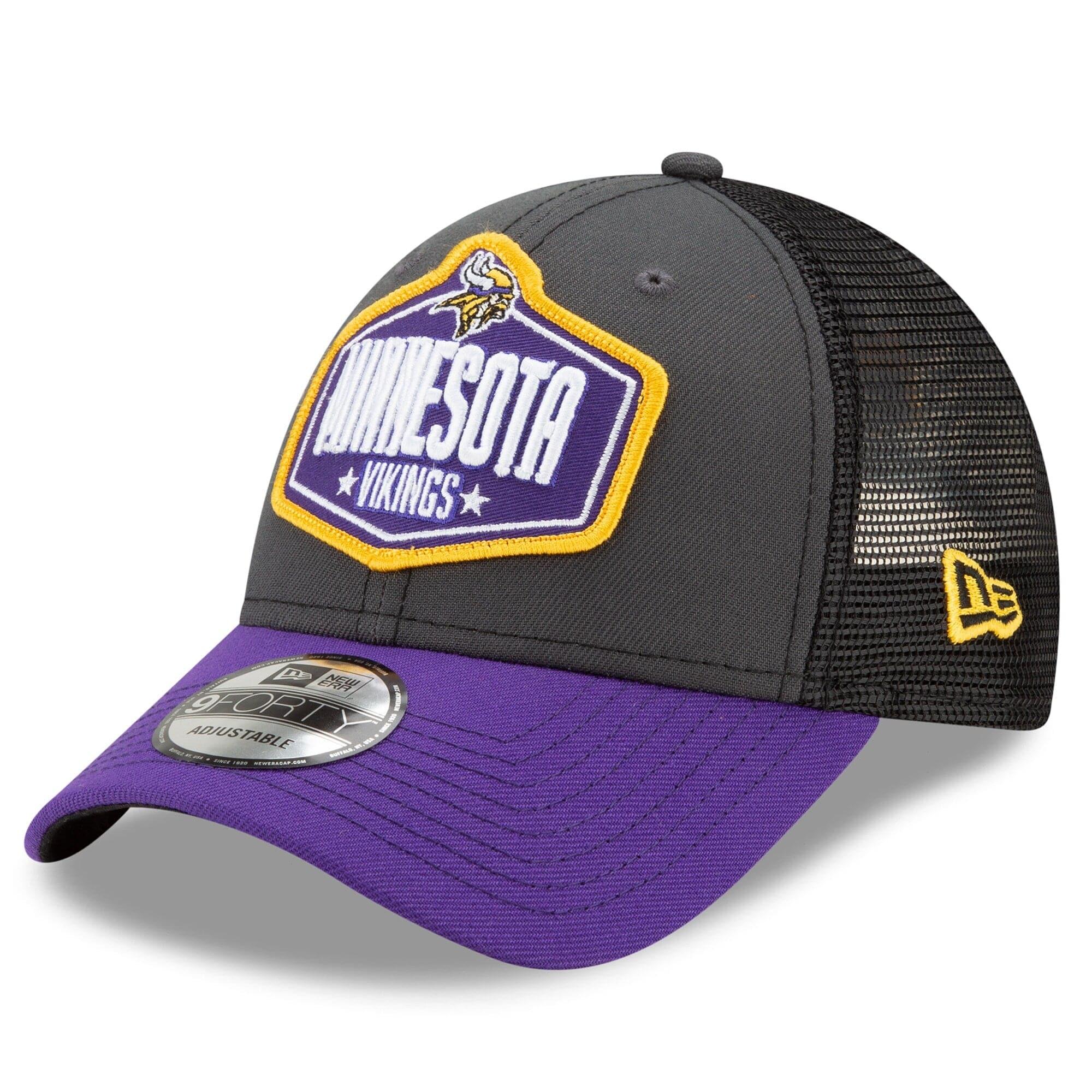 New Era Caps Minnesota Vikings New Era 2021 NFL Draft 9FORTY Snapback Curve Hat - Graphite