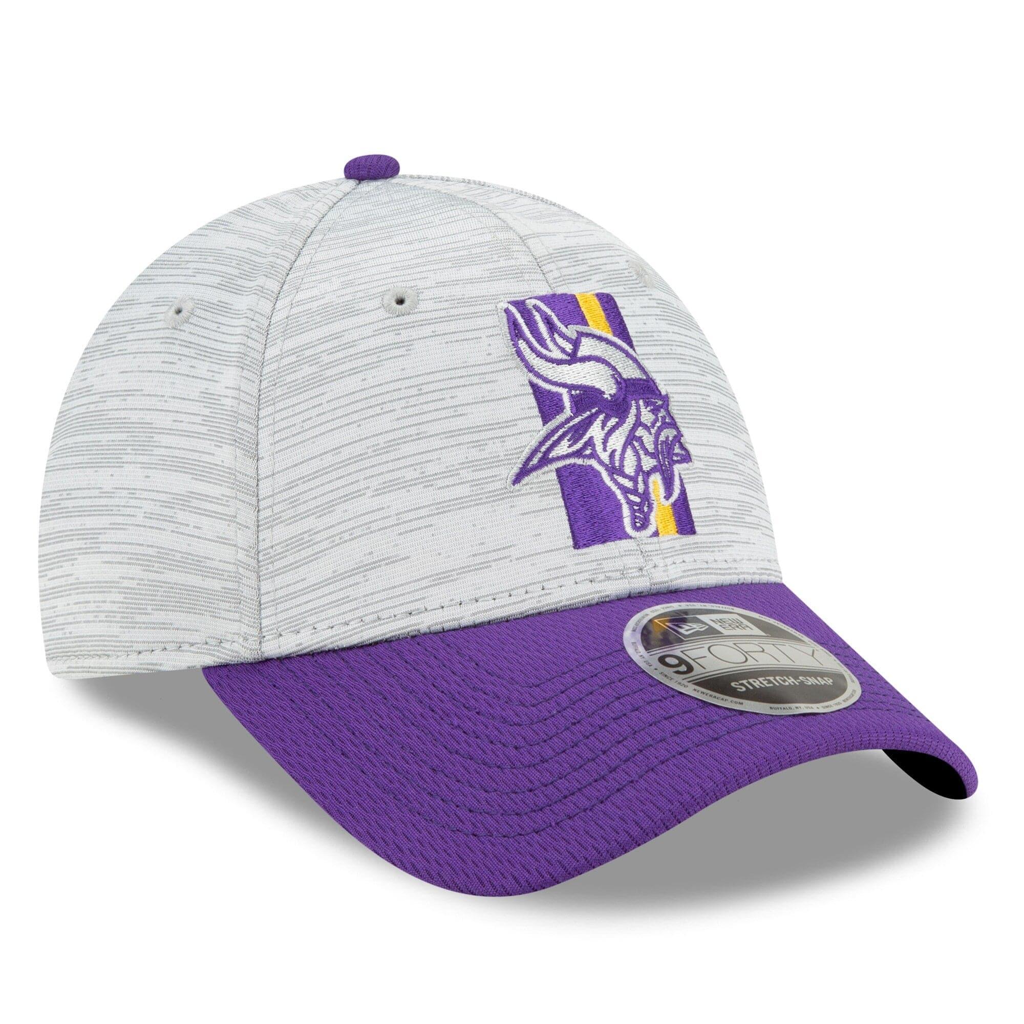 New Era Caps Minnesota Vikings New Era NFL 2021 Training Camp 9FORTY Curve Stretch Snapback Hat - Grey