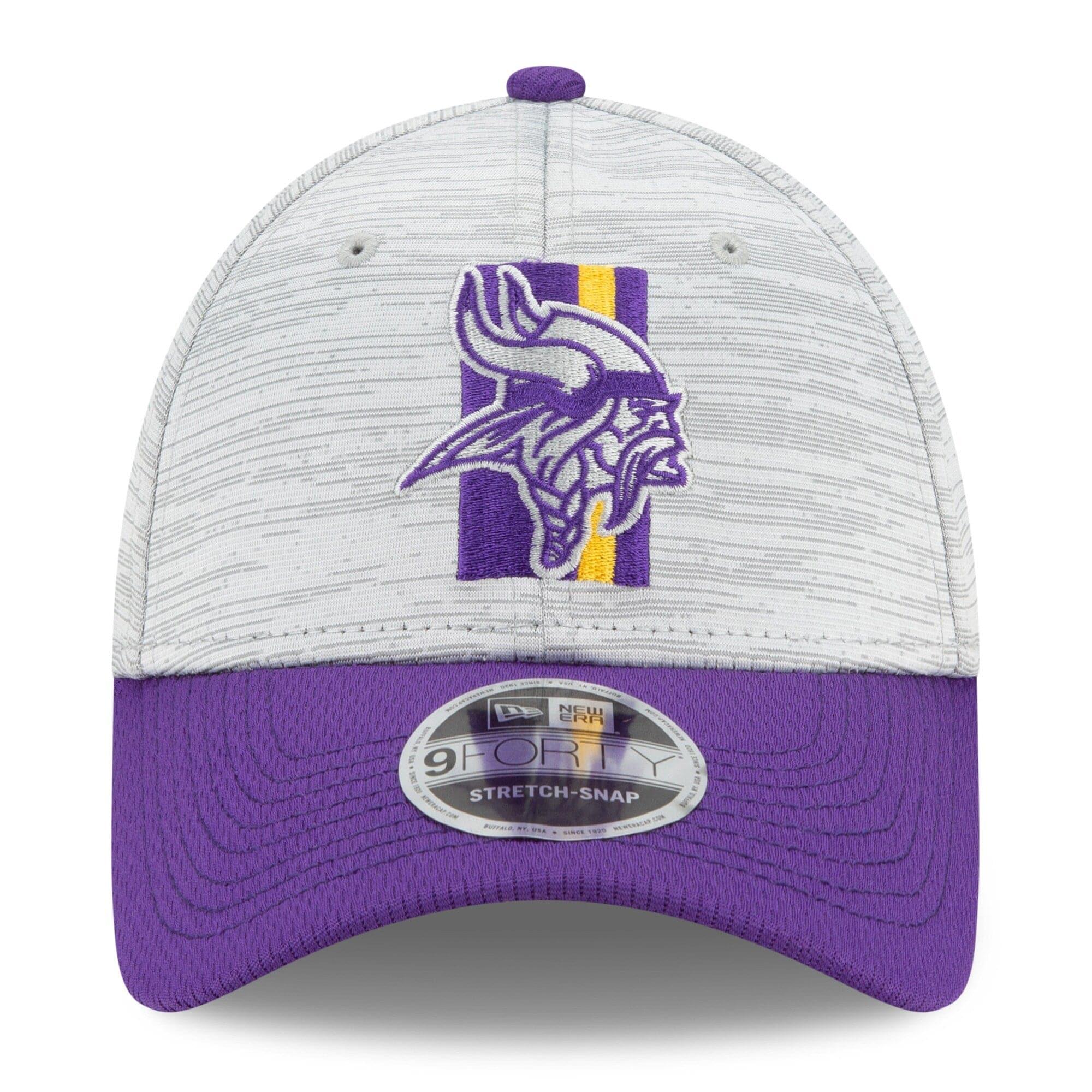 New Era Caps Minnesota Vikings New Era NFL 2021 Training Camp 9FORTY Curve Stretch Snapback Hat - Grey