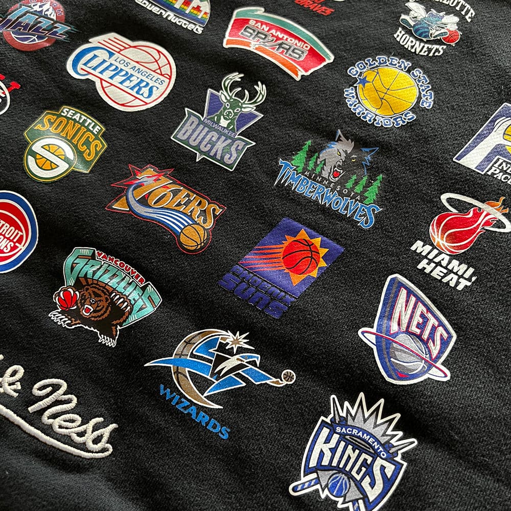 Mitchell And Ness Jumpers NBA HWC Multi Logo Mitchell & Ness Vintage Crew Jumper - Faded Black
