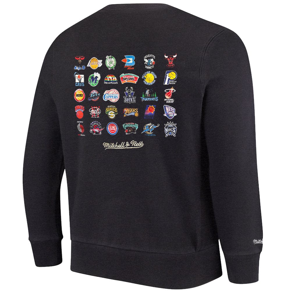 Mitchell And Ness Jumpers NBA HWC Multi Logo Mitchell & Ness Vintage Crew Jumper - Faded Black