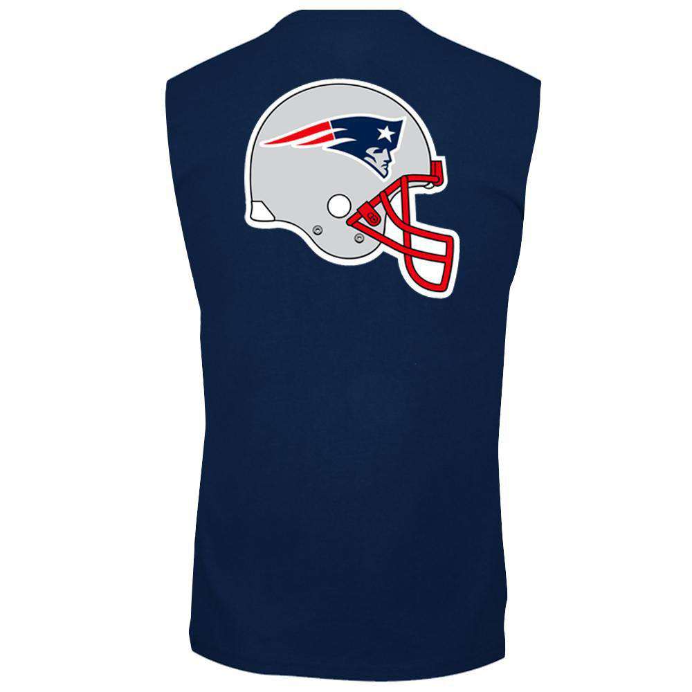Majestic Athletic T-Shirts New England Patriots Majestic NFL Helmet Logo Sleeveless Muscle T-Shirt - Navy