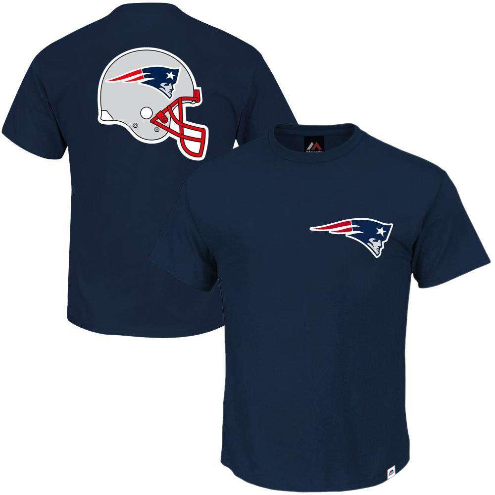 Majestic Athletic T-Shirts New England Patriots Majestic NFL Helmet Logo T-Shirt - Navy