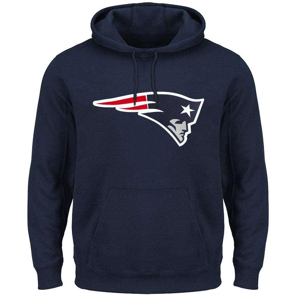 Majestic Athletic Jumpers New England Patriots Majestic NFL Tek Patch Hoodie Jumper - Navy
