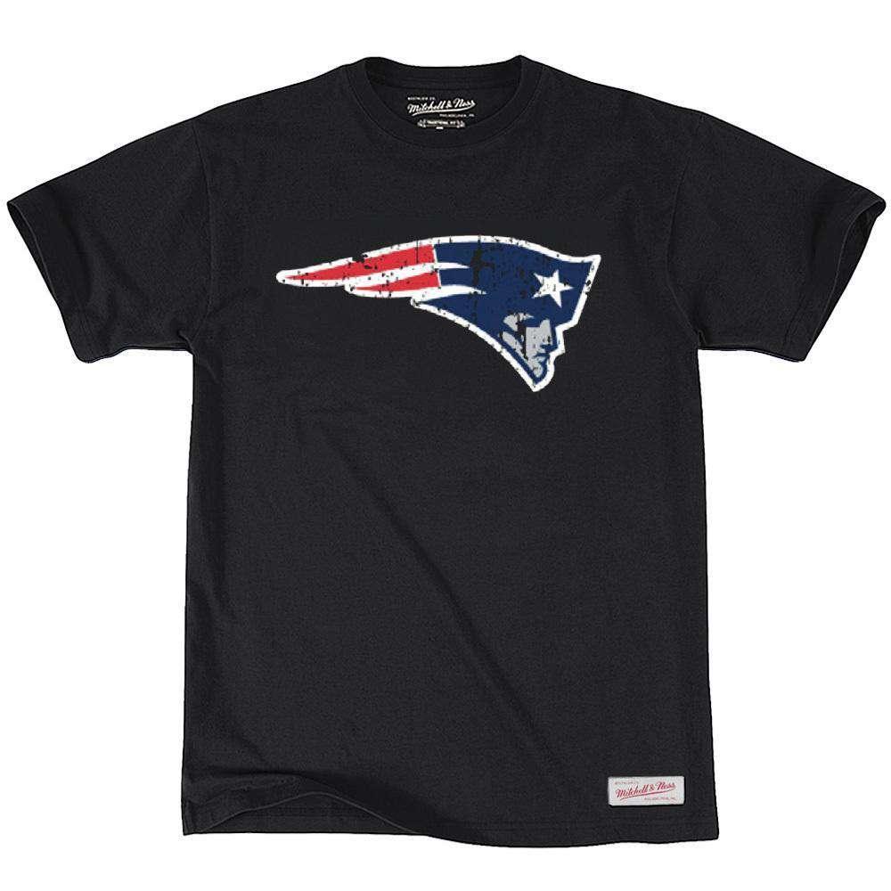 Mitchell And Ness T-Shirts New England Patriots Mitchell & Ness NFL Distressed T-Shirt - Black