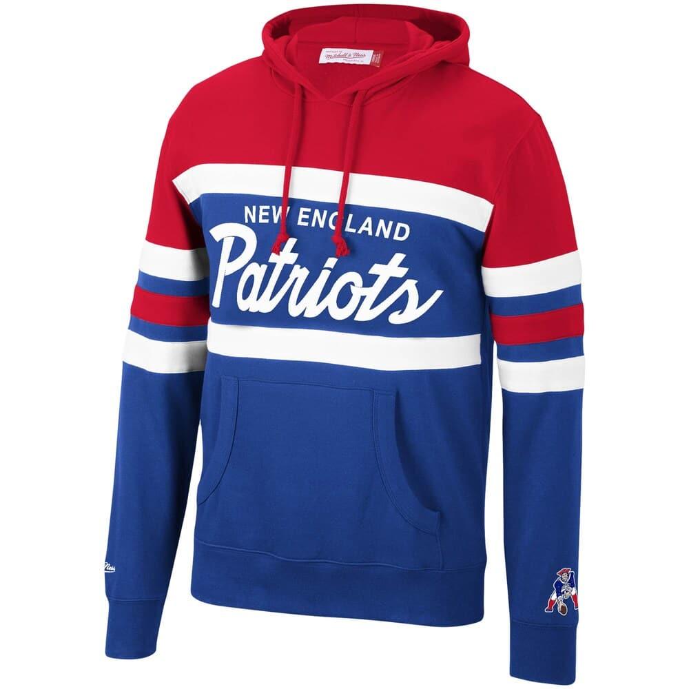 Mitchell And Ness Jumpers New England Patriots Mitchell & Ness NFL Head Coach Premium Hoodie Jumper - Blue