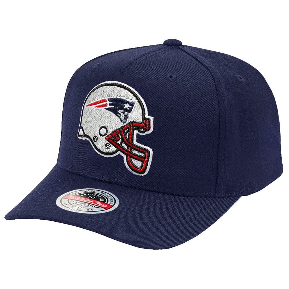 Mitchell And Ness Caps New England Patriots Mitchell & Ness NFL Sweep Right Classic Red Curve Snapback Hat - Navy