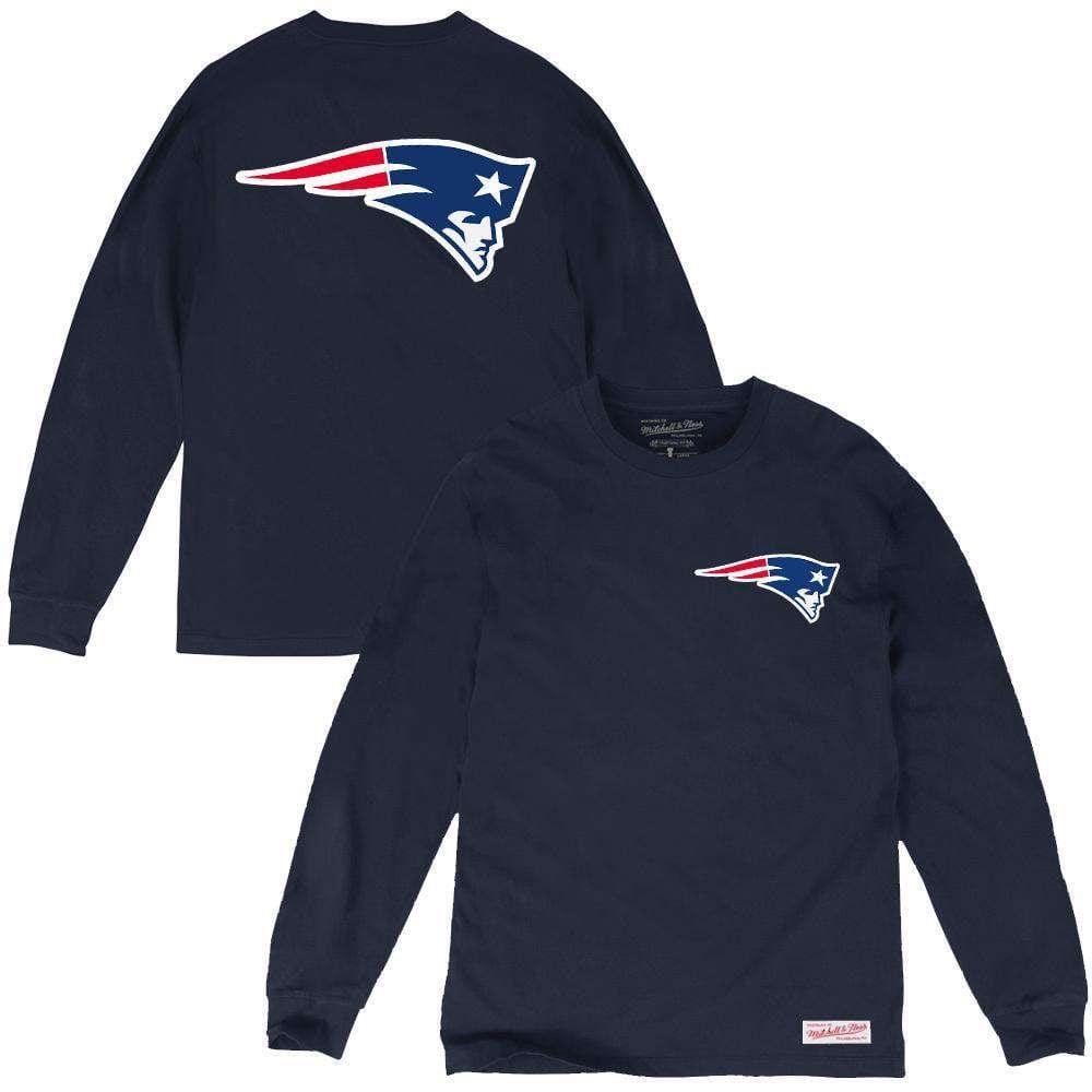 Mitchell And Ness Long Sleeve Tees M New England Patriots Mitchell & Ness NFL Triple Double Long Sleeve T-Shirt - Navy