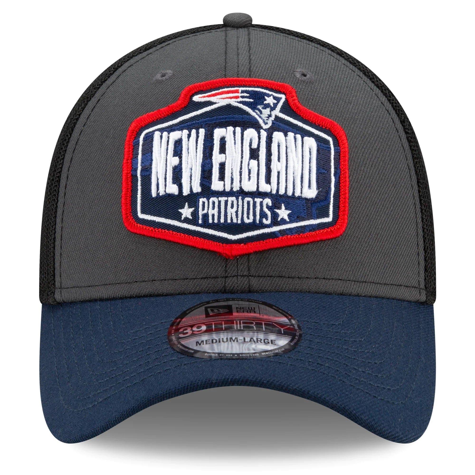 New Era Caps New England Patriots New Era 2021 NFL Draft 39THIRTY Flex Fit Curve Hat - Graphite