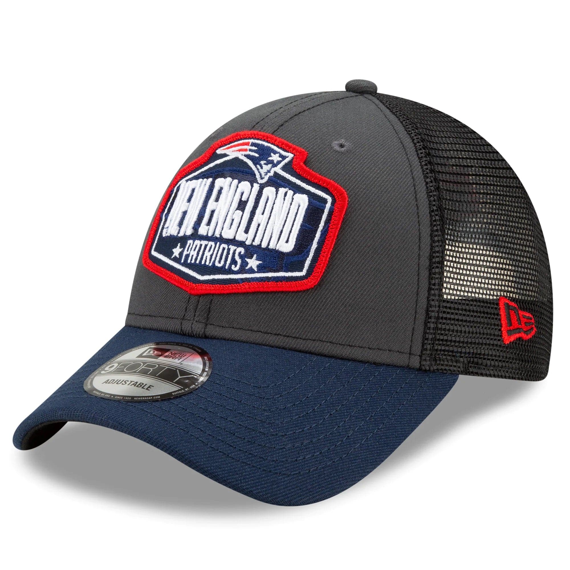 New Era Caps New England Patriots New Era 2021 NFL Draft 9FORTY Snapback Curve Hat - Graphite